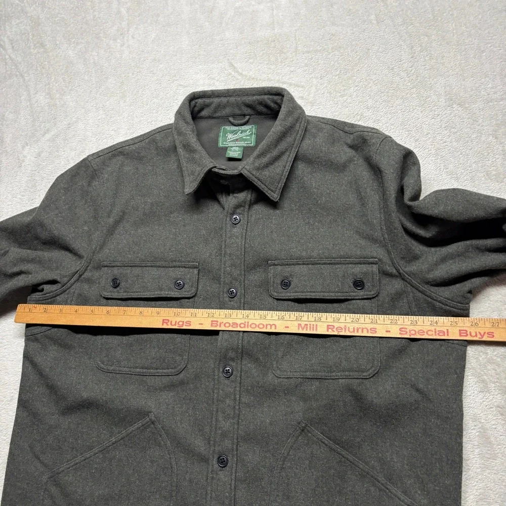 Woolrich Westridge Shirt Jacket Mens XL Gray Fleece Lined Button Down Chore EUC